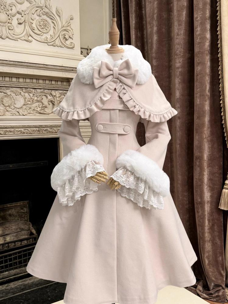 Anastasia - Madeleine - Elegant Lolita Wool Coat, Detachable Cape (L M S) 44231:805430