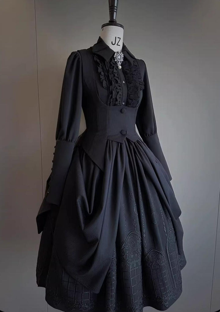 Susin Lolita~Normandy~Gothic Lolita Bust-Supporting JSK Nun Lolita OP Dress 41698:716808