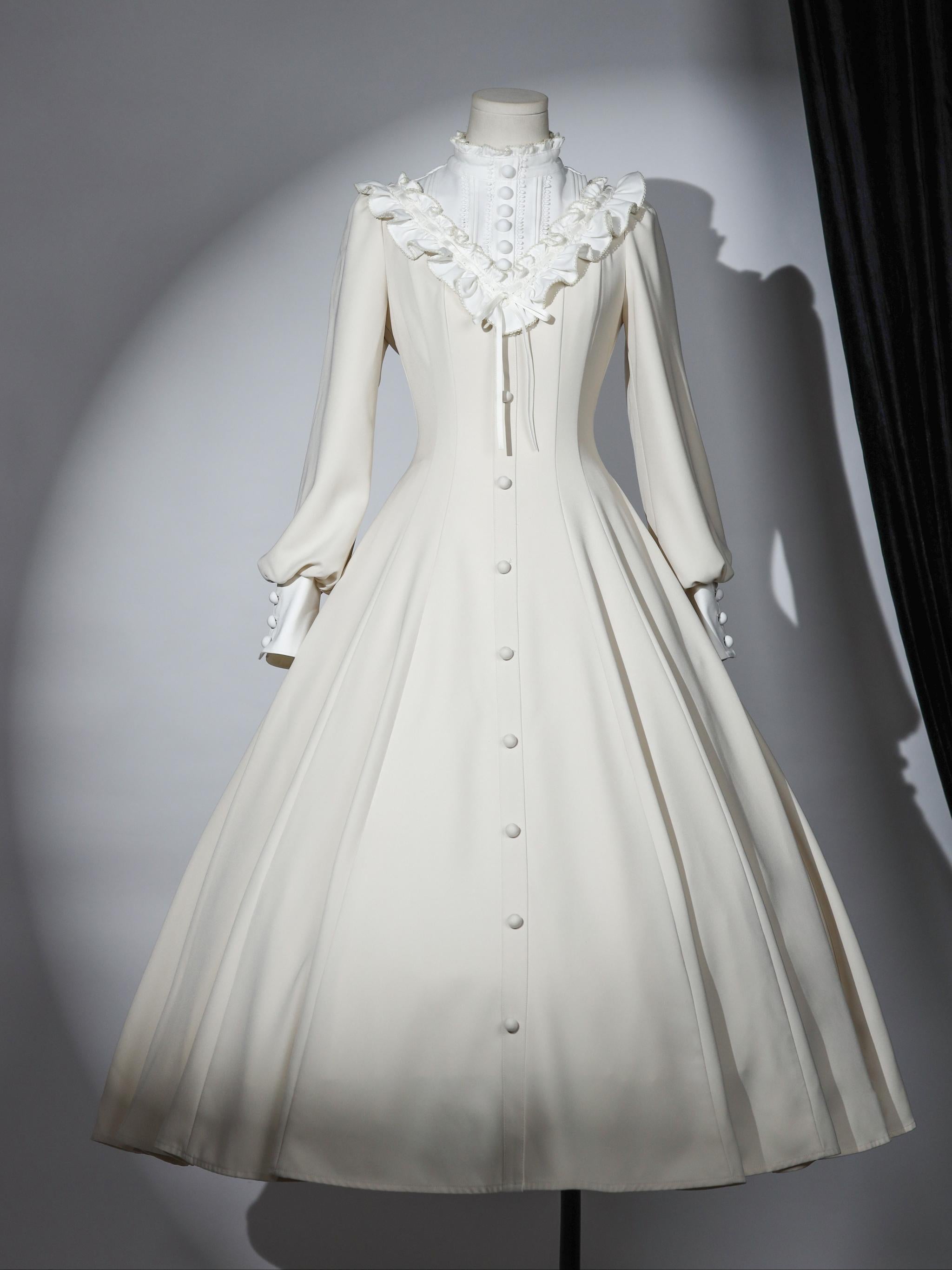 Winter Birch - Classic Lolita Slim Fit OP Dress, Standing Collar Apricot - Long OP S