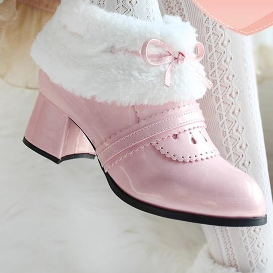 Spring Day Lolita~Sweet Lolita Women's Ankle Boots Multicolors pink winter style 36 