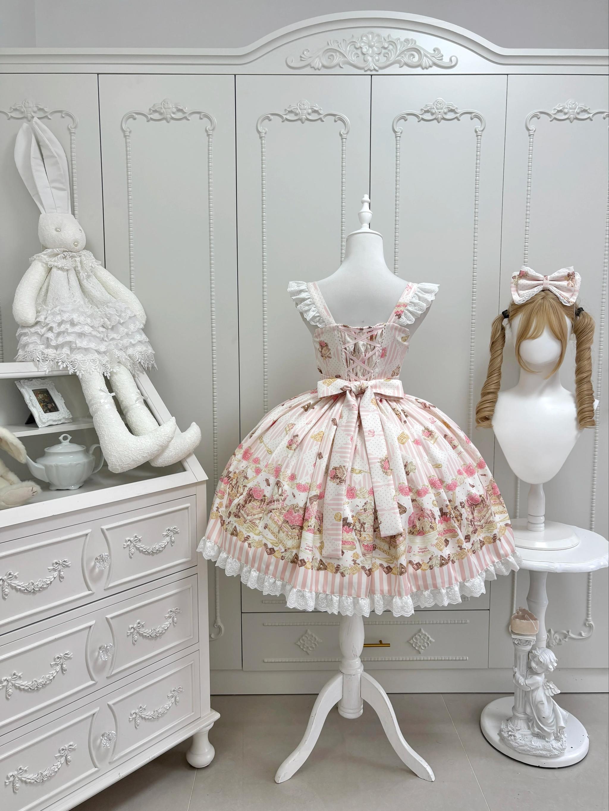 Iced Strawberry Cheese - Sweet Lolita JSK, Strawberry Dessert Print 45222:841119