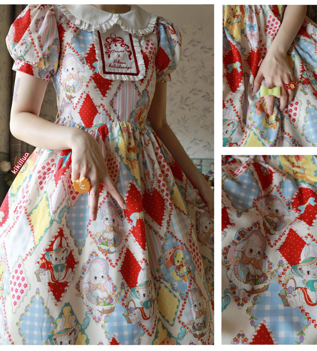 Southern Cross~Showa Kaleidoscope~Sweet Lolita OP SK and JSK with Rabbit Print 42127:727907