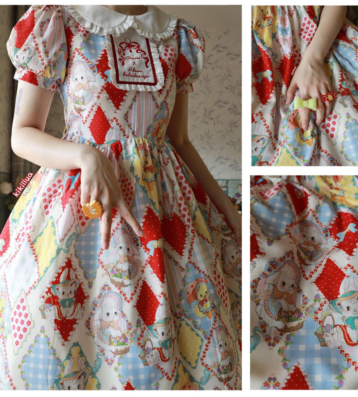 Southern Cross~Showa Kaleidoscope~Sweet Lolita OP SK and JSK with Rabbit Print 42127:727907