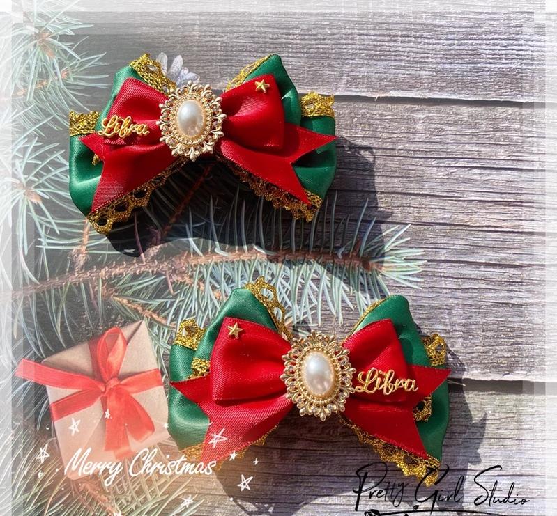 Pretty Girl Lolita~Sweet Lolita Headdress Christmas Lolita Accessories A pair of green side clips  