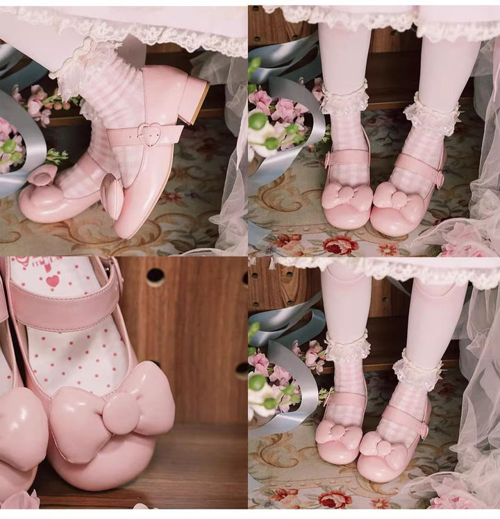 MODO - Showa Kaleidoscope - Kawaii Lolita Solid Shoes With Cute Round Toe and Bow