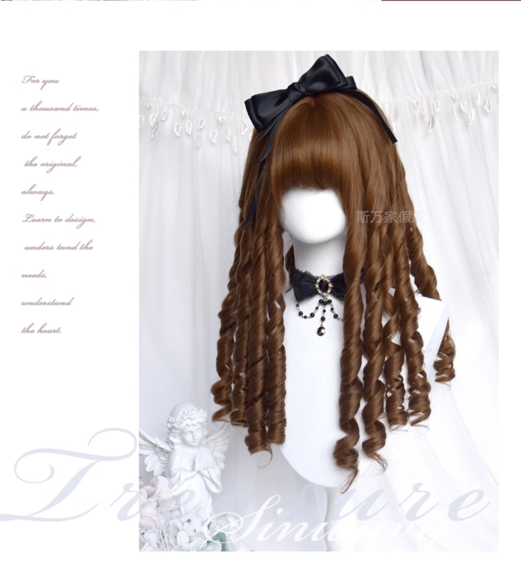 Sinwavy - Doll-like Roman Curl Lolita Wig, Straight Bangs 44137:797037