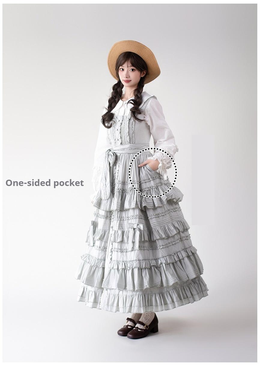 Mumu~Little Lilac~Country Lolita Cotton Jumper Dress Open-Front Lolita Dress 40612:669066