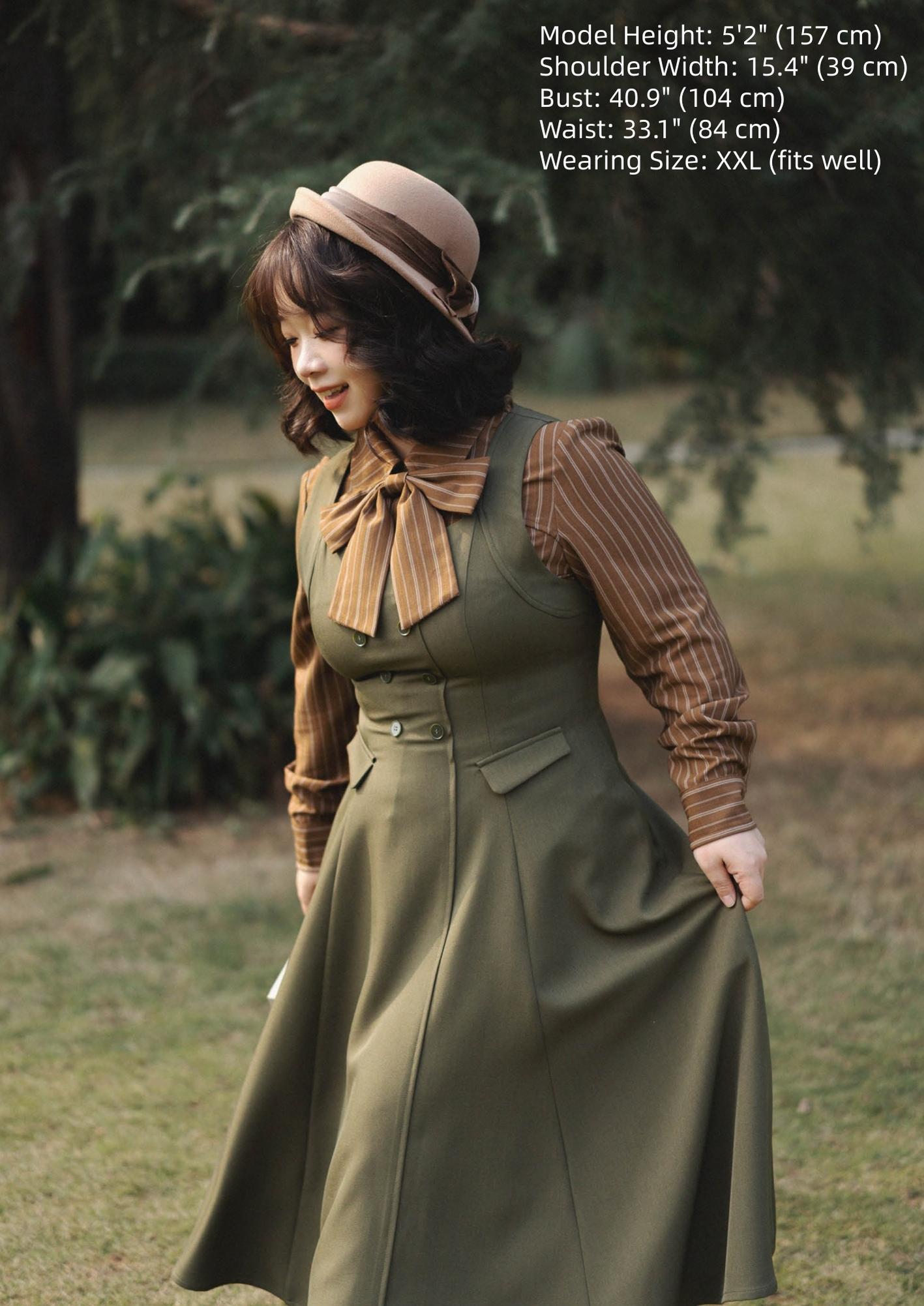 Forest Wardrobe - Forest Ode - Classic Lolita Striped Shirt, Detachable Bow Tie 44272:802012