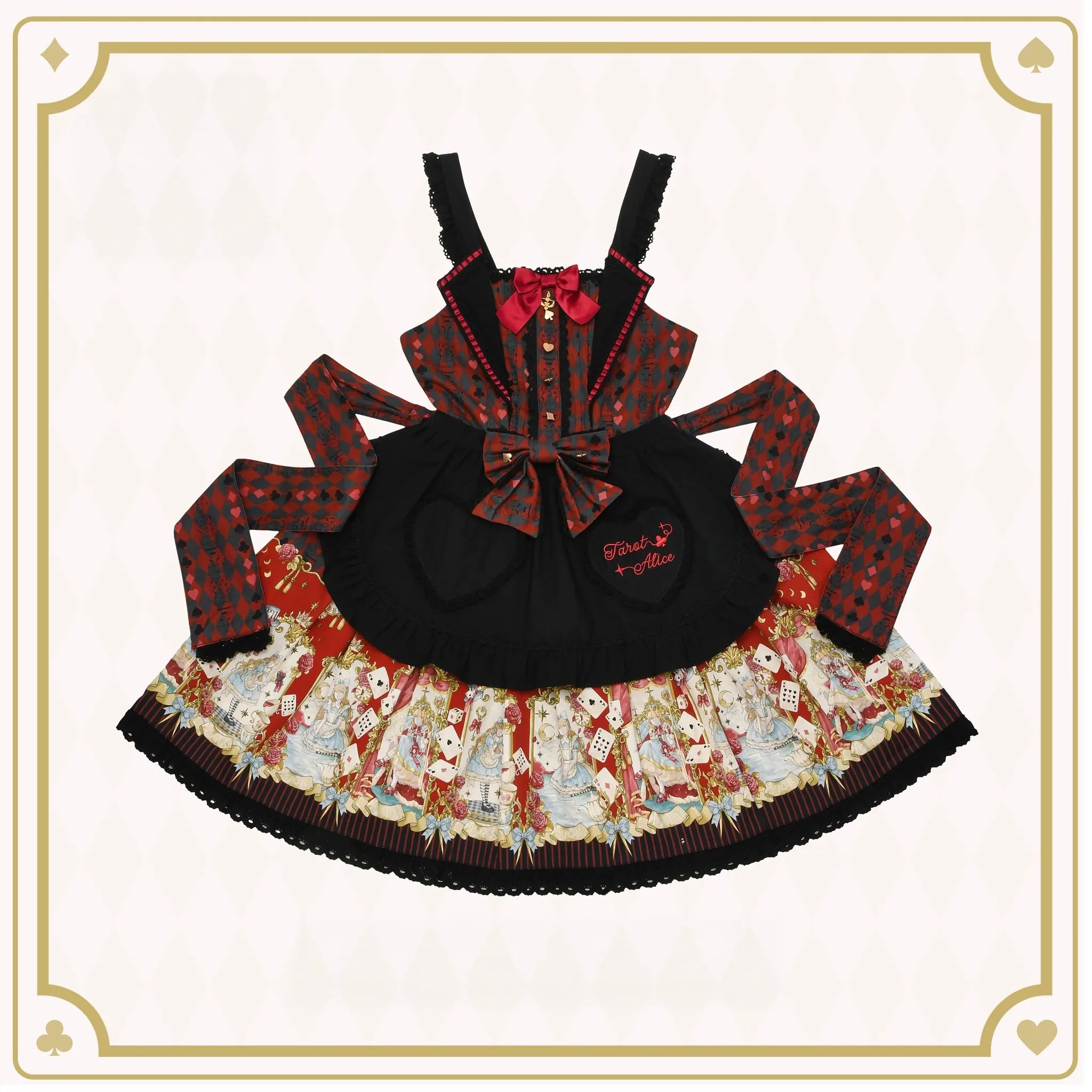 Tarot Alice - Cotton Old School Lolita JSK Dress, Detachable Apron (L M S) 45739:861568