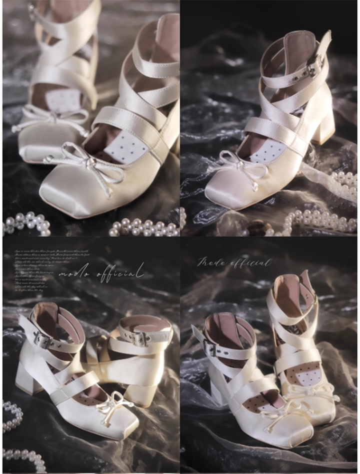 (BFM)MODO~Elegant Lolita Shoes Ballet Round-toe Mid-heel Shoes 29488:352884