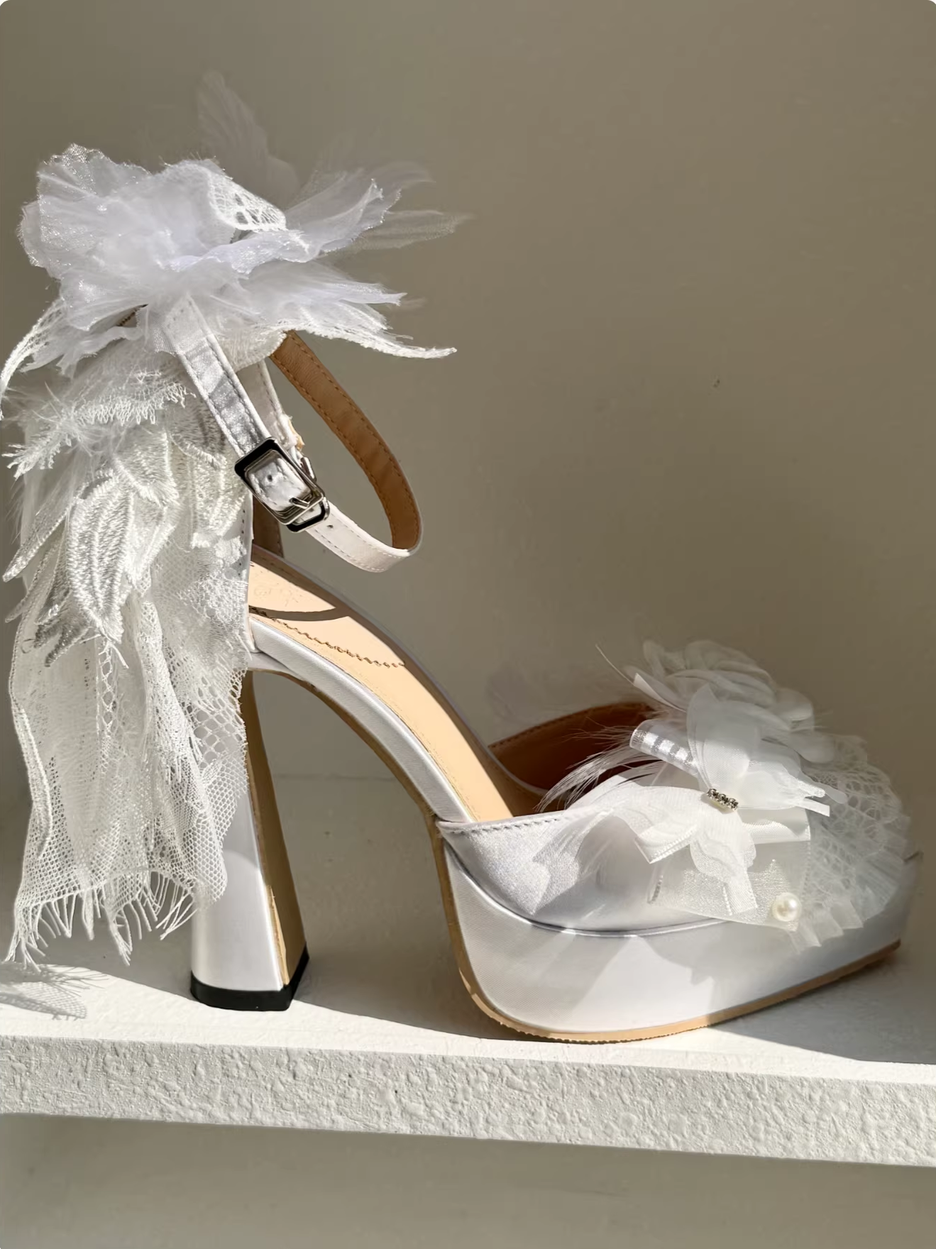 Feather Spirit - Classic Lolita Heel Shoes, Feather Decoration 44798:823043