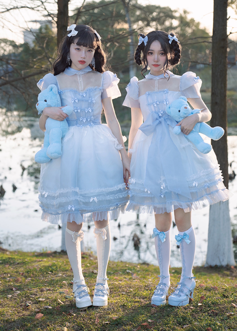 Pure Tea For Dream~Sweet Lolita Platform Pearl Bow Shoes 16296:217904