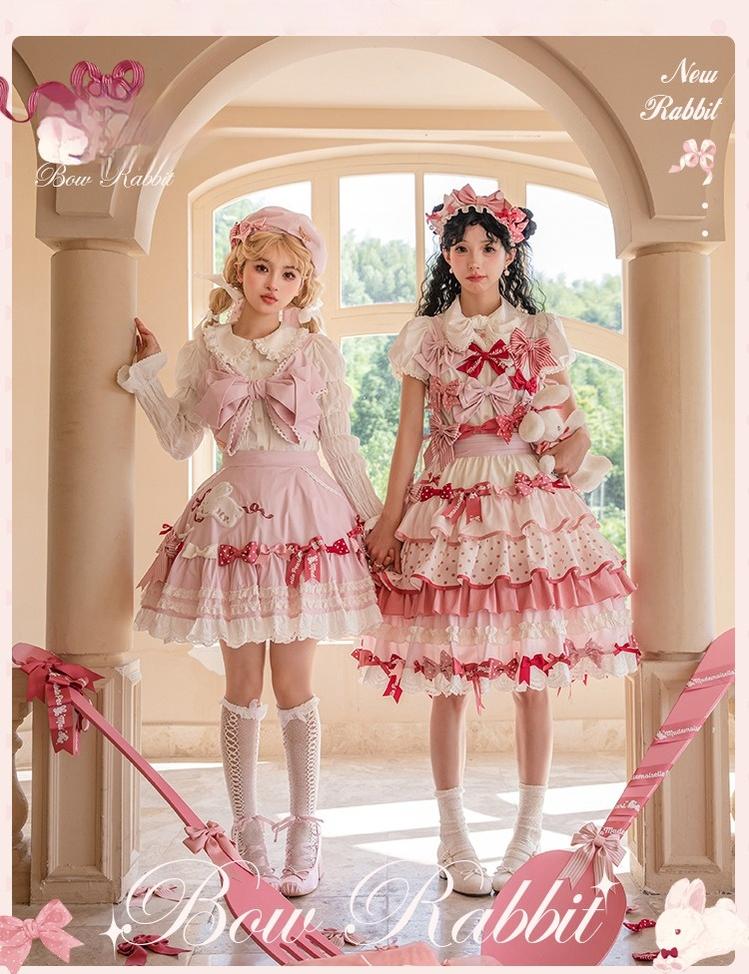 Mademoiselle Pearl~Bow Bunny~IP Collab Sweet Lolita OP Dress Bow JSK OP 38022:578758