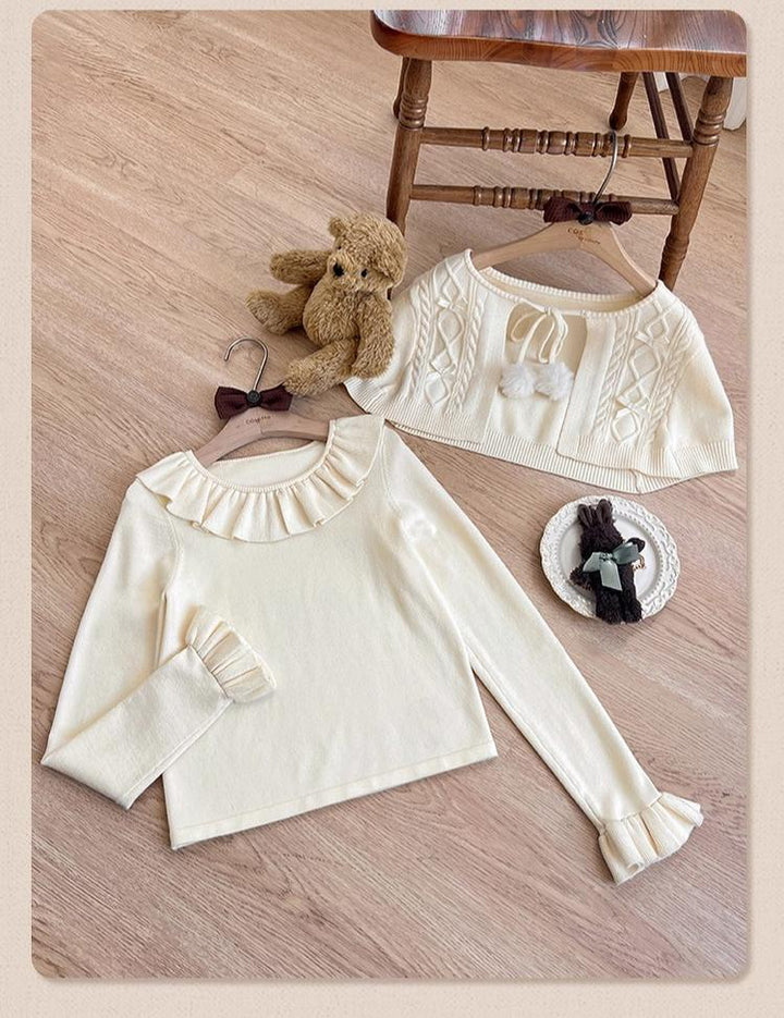 Tan Tuan - Chocolate Mint Day - Kawaii Lolita Jumper Dress, Tiered Ruffles, Sweater Cape (L M S XL) 43470:777350