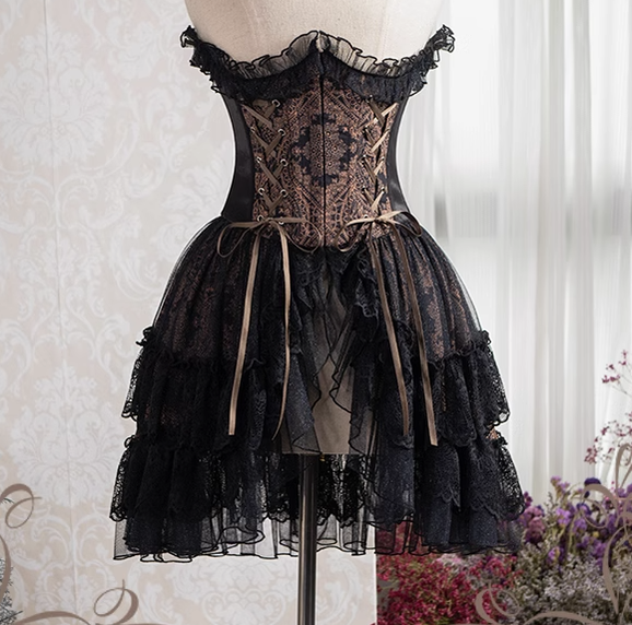 Neo Ludwig~Elegant Lolita Fishbone Corset Tail Dress 70 black 
