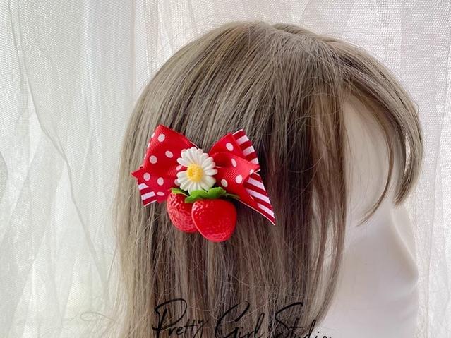 Pretty Girl Lolita~Sweet Lolita Red-Black DIY Strawberry Headdress   