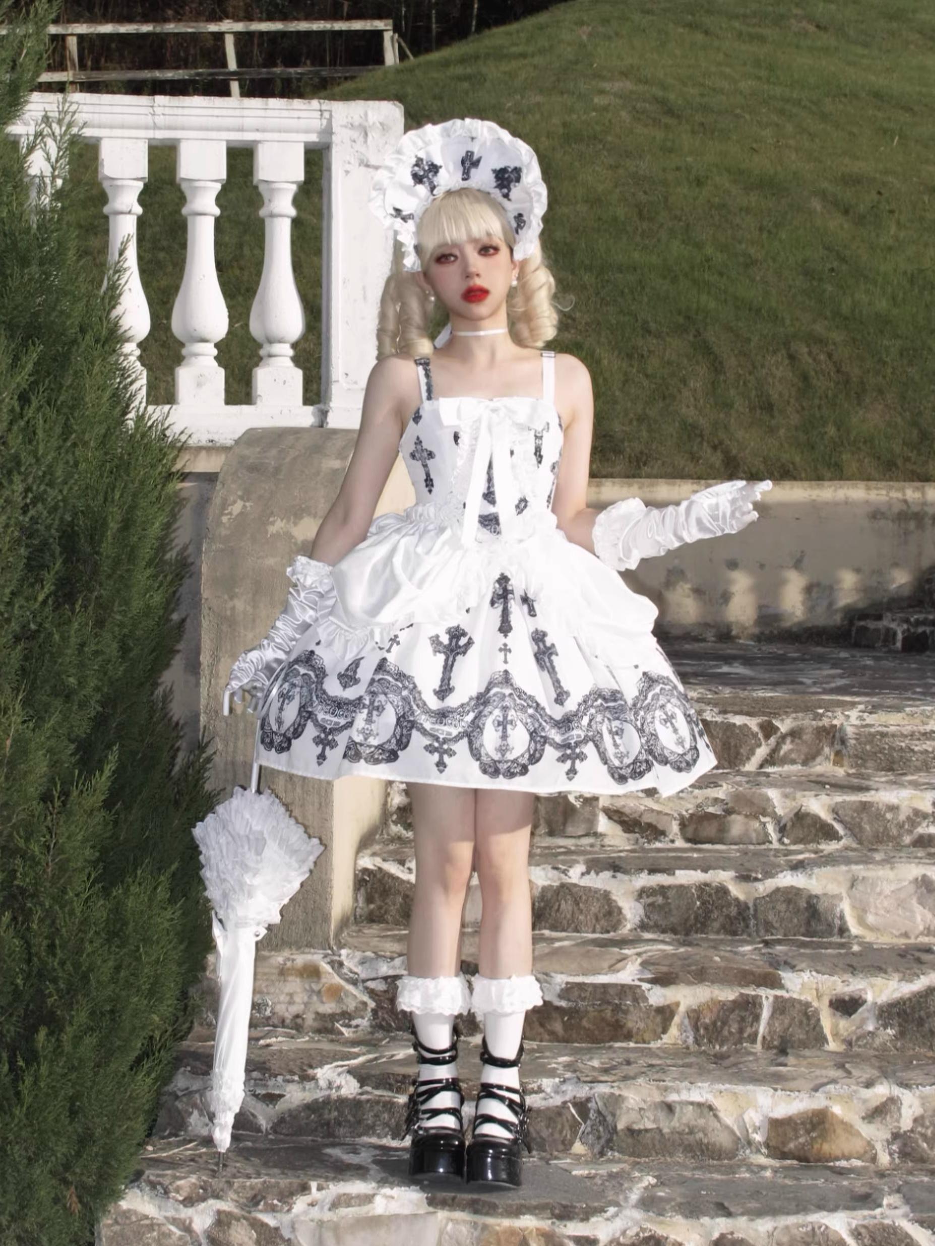 Lace Cross - Gothic Lolita BNT, 3D Cross Decorated Gloves 44544:812057