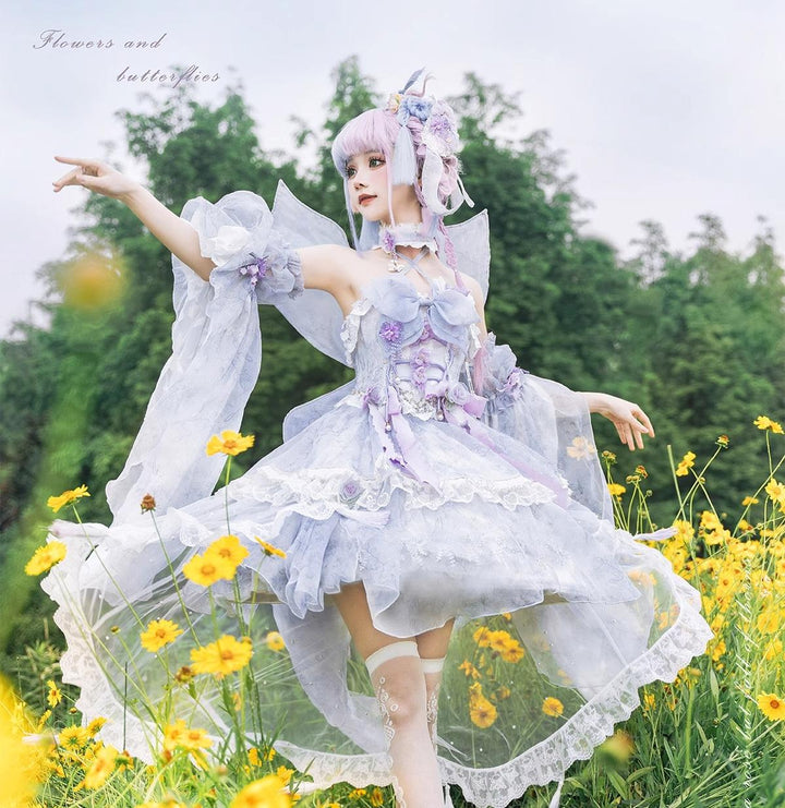 (BFM)Bramble Rose~Butterfly Love Dream~Sweet Lolita SK Full Set Butterfly Theme Gorgeous Dress S Purple Fullset 