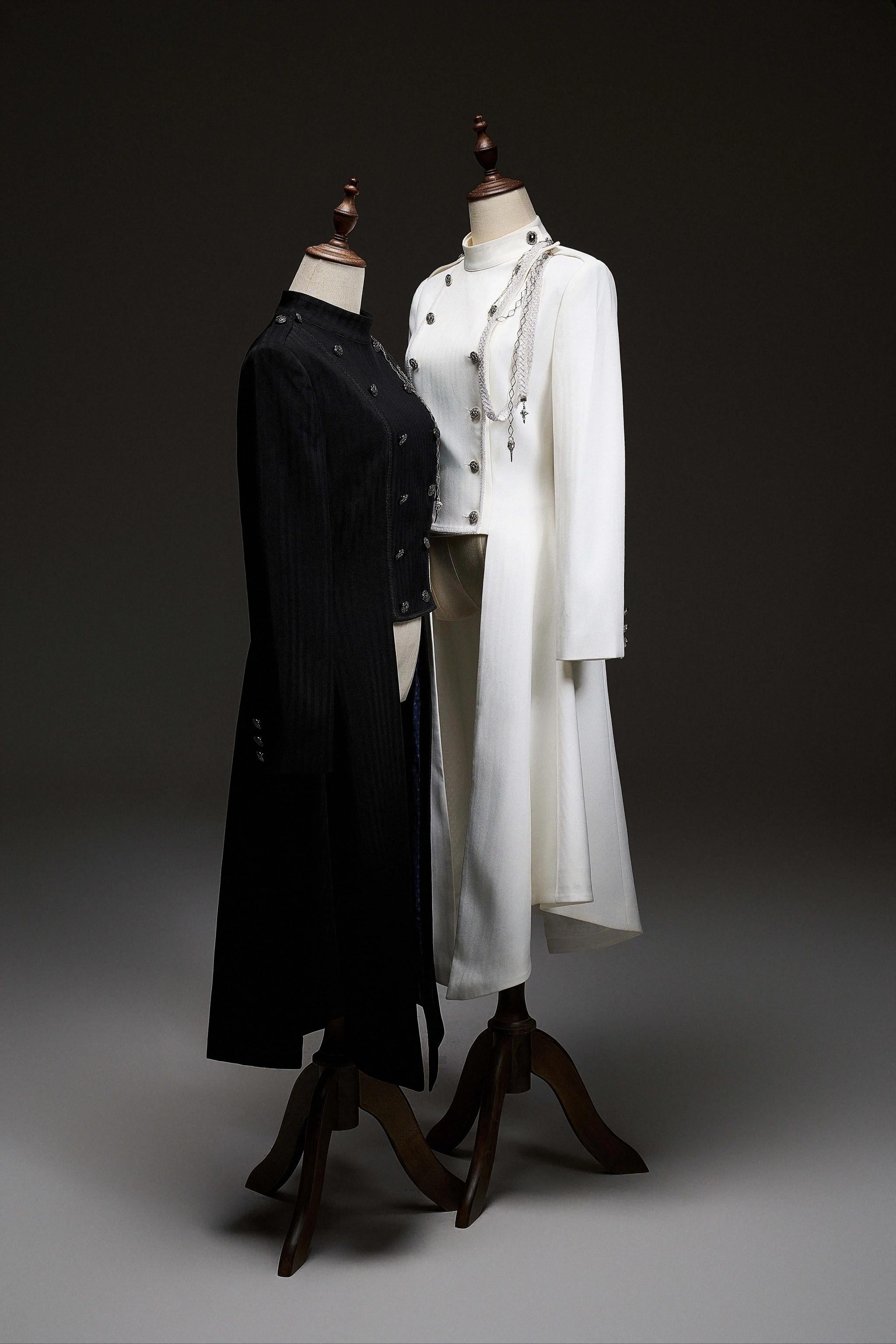 Galaxy Key - Eternal Night Moon - Double-Breasted Ouji Lolita Coat, Built-in Shoulder Pads 44342:805366