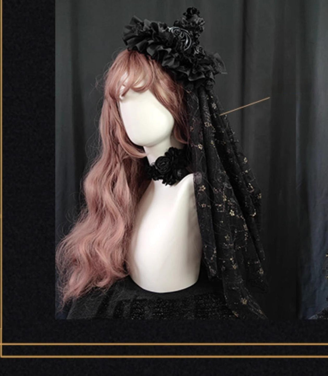 Another Walker~Night and Night Furan~Gothic Lolita Fishtail Skirt Set Black Lolita Set S Black pointy top hat 