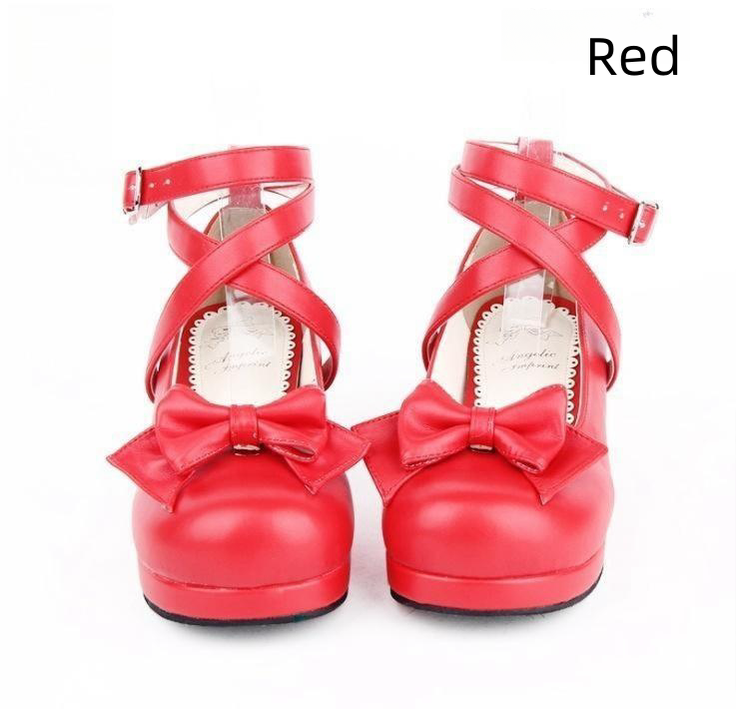 Angelic imprint - Sweet Lolita Shoes Round Toe Middle Heel 36 Red