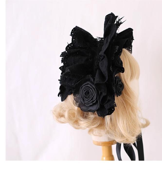Xiaogui~Classic Lolita Bonnet Lace Elegant Lolita Hat   