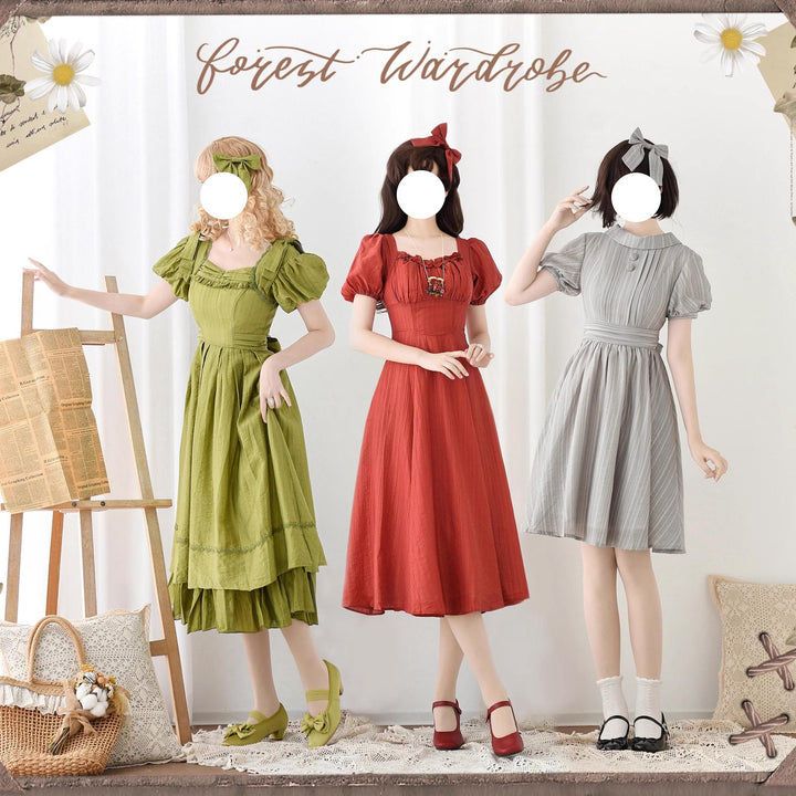 Forest Wardrobe~Forest Gallery~Classic Lolita OP Dress Vintage Cake Tail Dress   