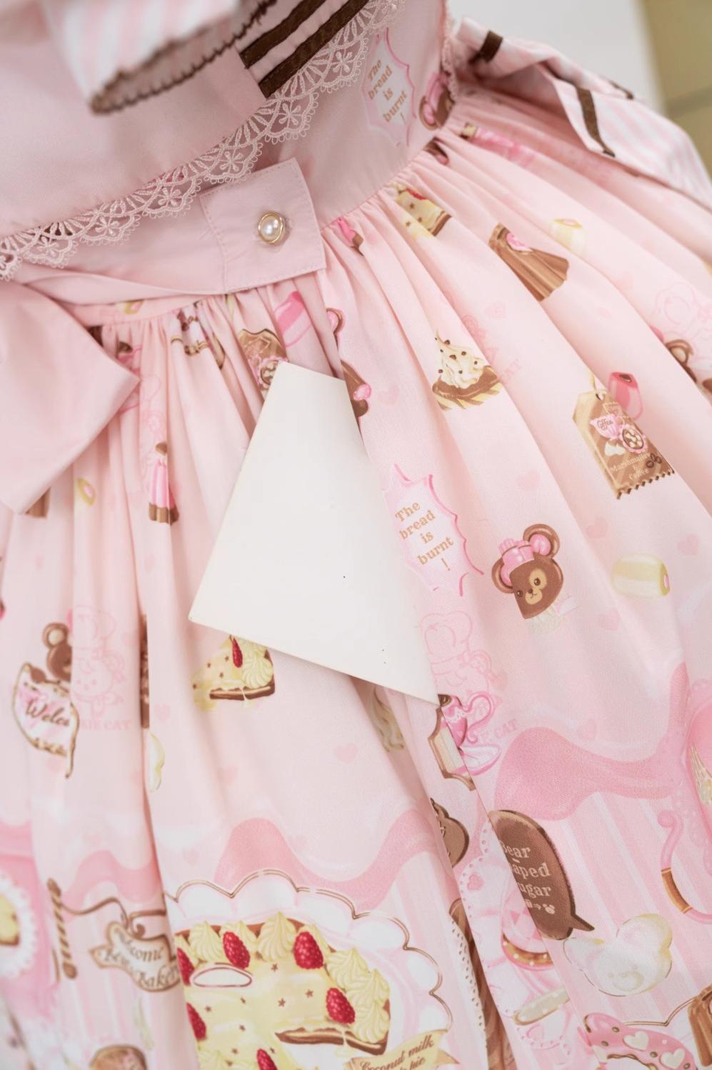Babyblue - Dream Teahouse - Dessert Print Kawaii Lolita OP Dress Suit 43332:773689