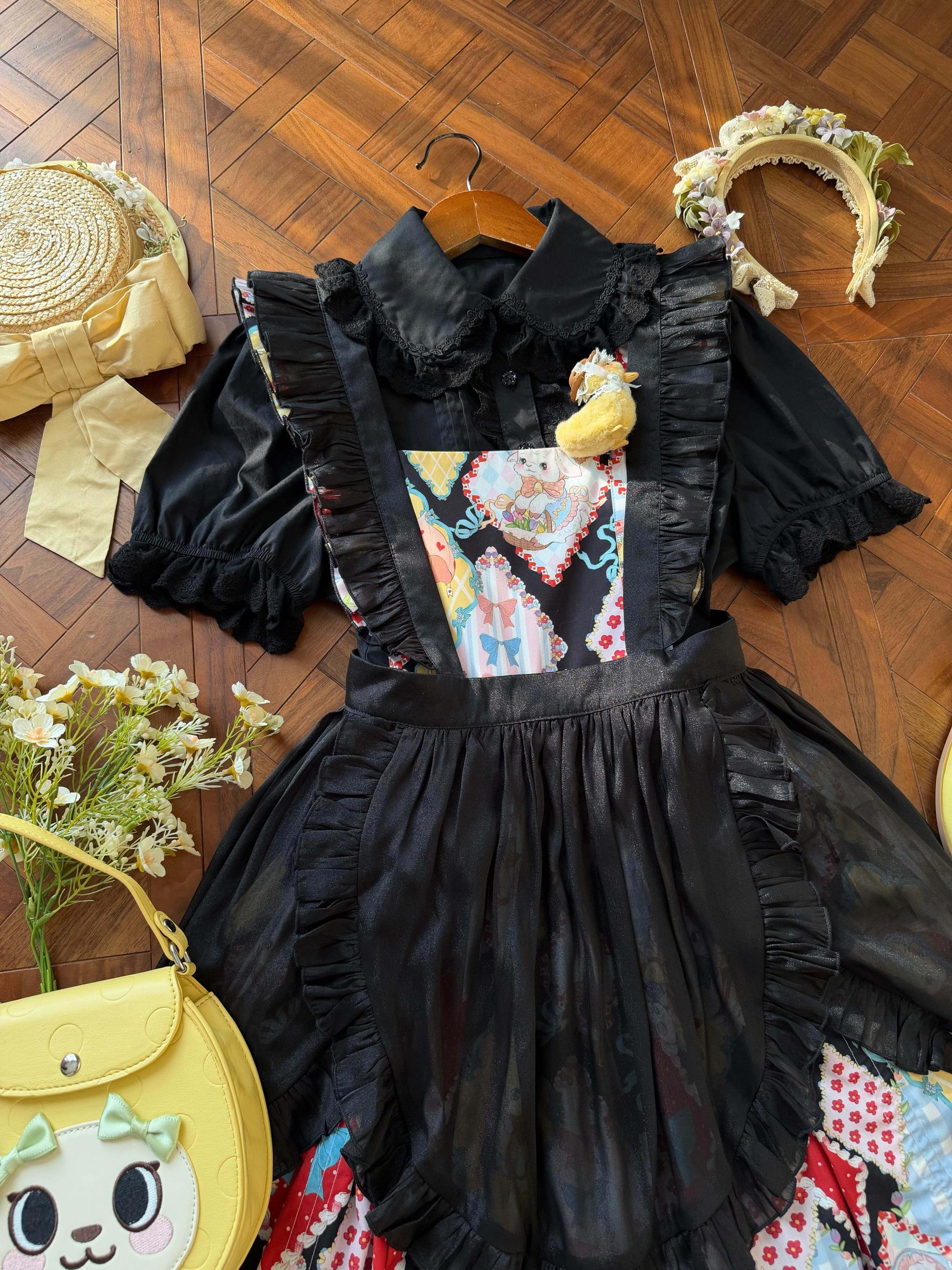 Sugar Heart Rose - Old School Lolita Cotton Blouse with Ruffles