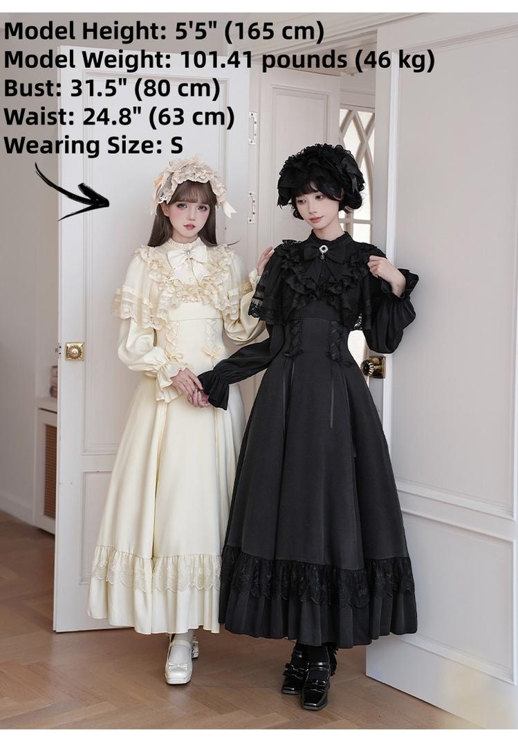 With PUJI - White Daylight - Elegant Lolita Long Sleeve OP Dress, Side Zipper 44042:794001