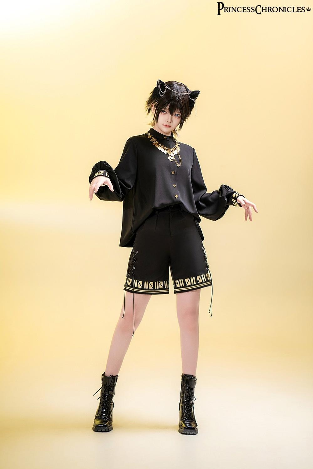Princess Chronicles - Black Cat - Ouji Lolita Shorts with Embroidered Straight Leg