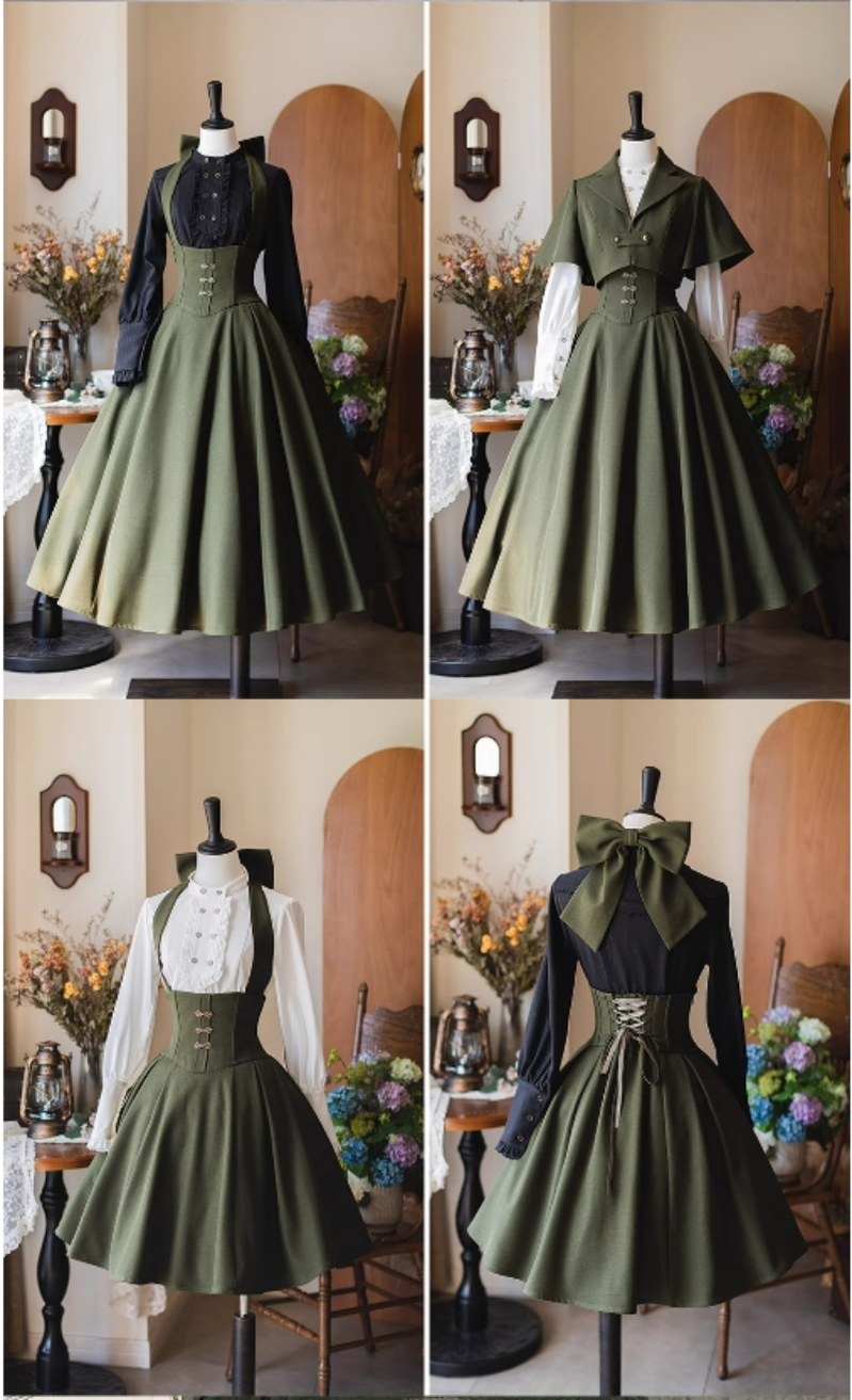 Forest Wardrobe - Vintage Lolita Fishbone Halter SK, Autumn Jacket 39620:634404