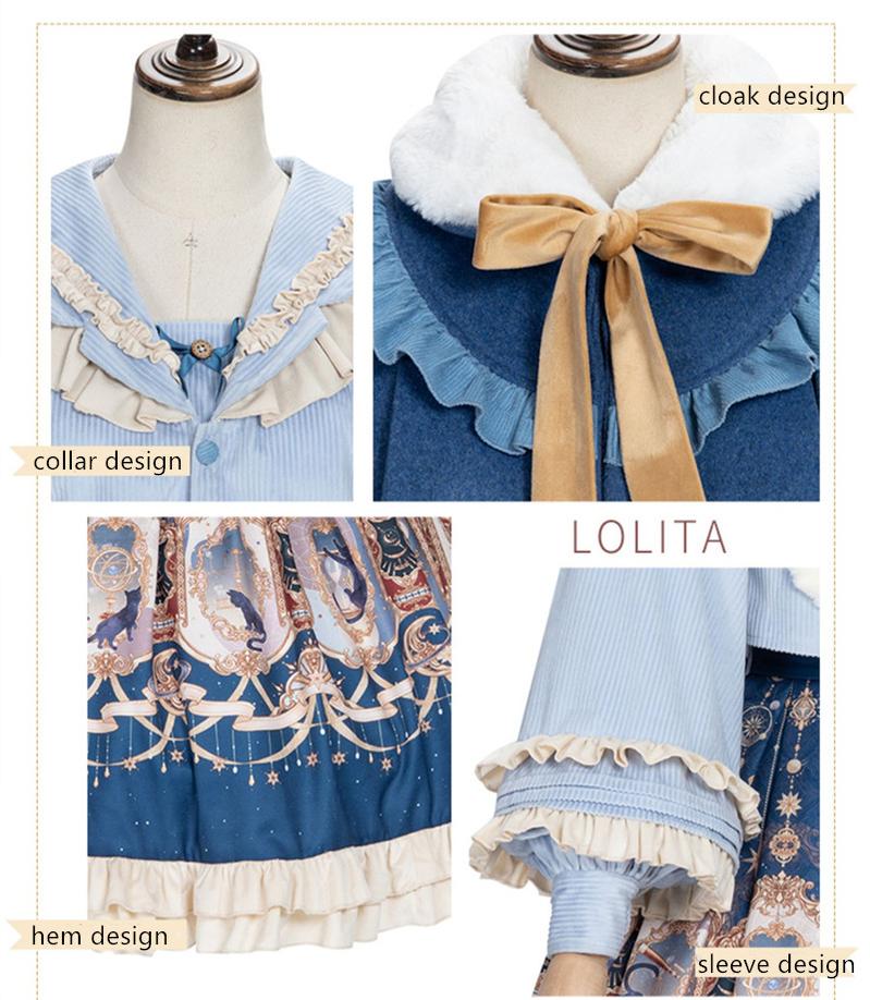 YingLuoFu - Winter Lolita Skirt Set - Starry Court Retro Palace SK Cloak