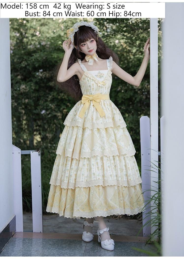 With PUJI~Letter and Poetry Sunflower Matters~Country Lolita JSK Embroidered Printed Lolita Dress   