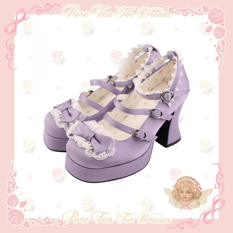 Pure Tea For Dream~Maiden Fairy Tale~Sweet Lolita Lace Shoes Thick Heel Platform Shoes (35 36 37 38 39 40) 42089:729372