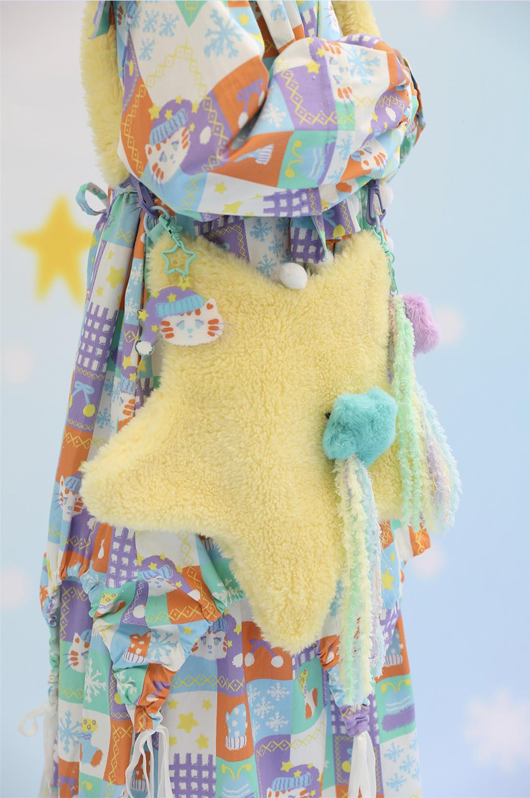 (BFM)Frufru~Cute Lolita Bag Cartoon Stars Yellow Plush Bag   