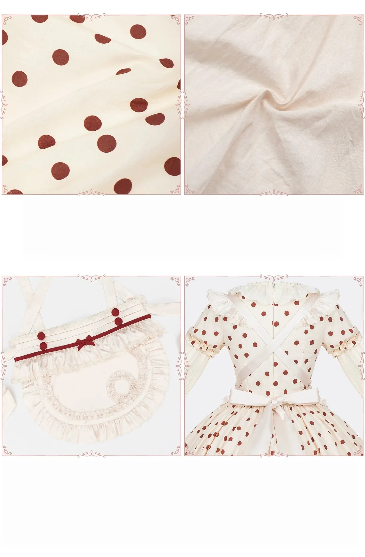 Polka Dot Lollipop - Cotton Old School Lolita Polka Dot OP Dress 45768:861576