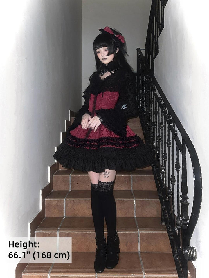 MILU ORIG - Six-Panel Gothic Lolita JSK Dress, Tiered Ruffles