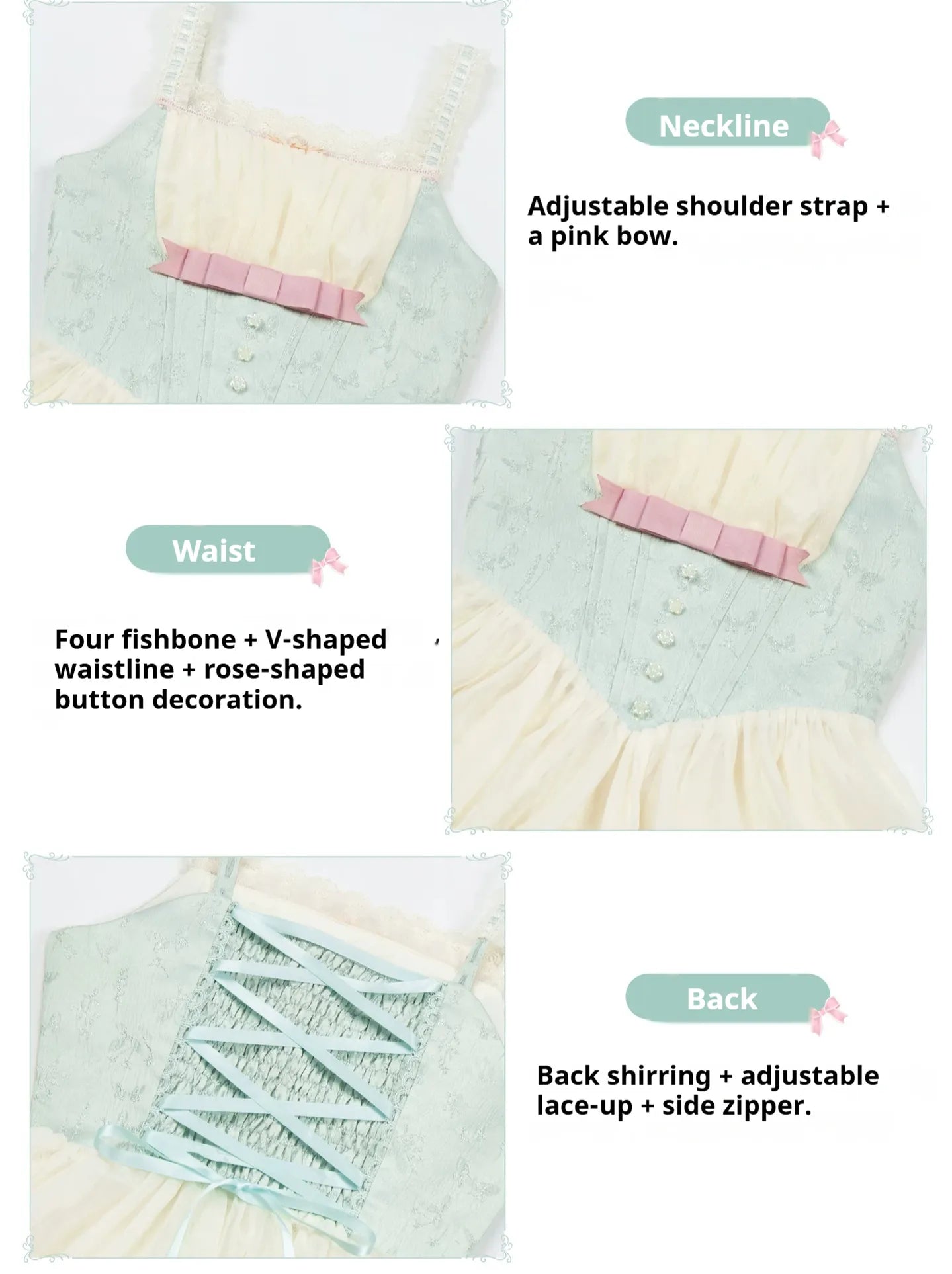 Sea Salt Soda - Classic Lolita Adjustable Corset JSK Dress, Tiered Tulle Hem 45257:857010