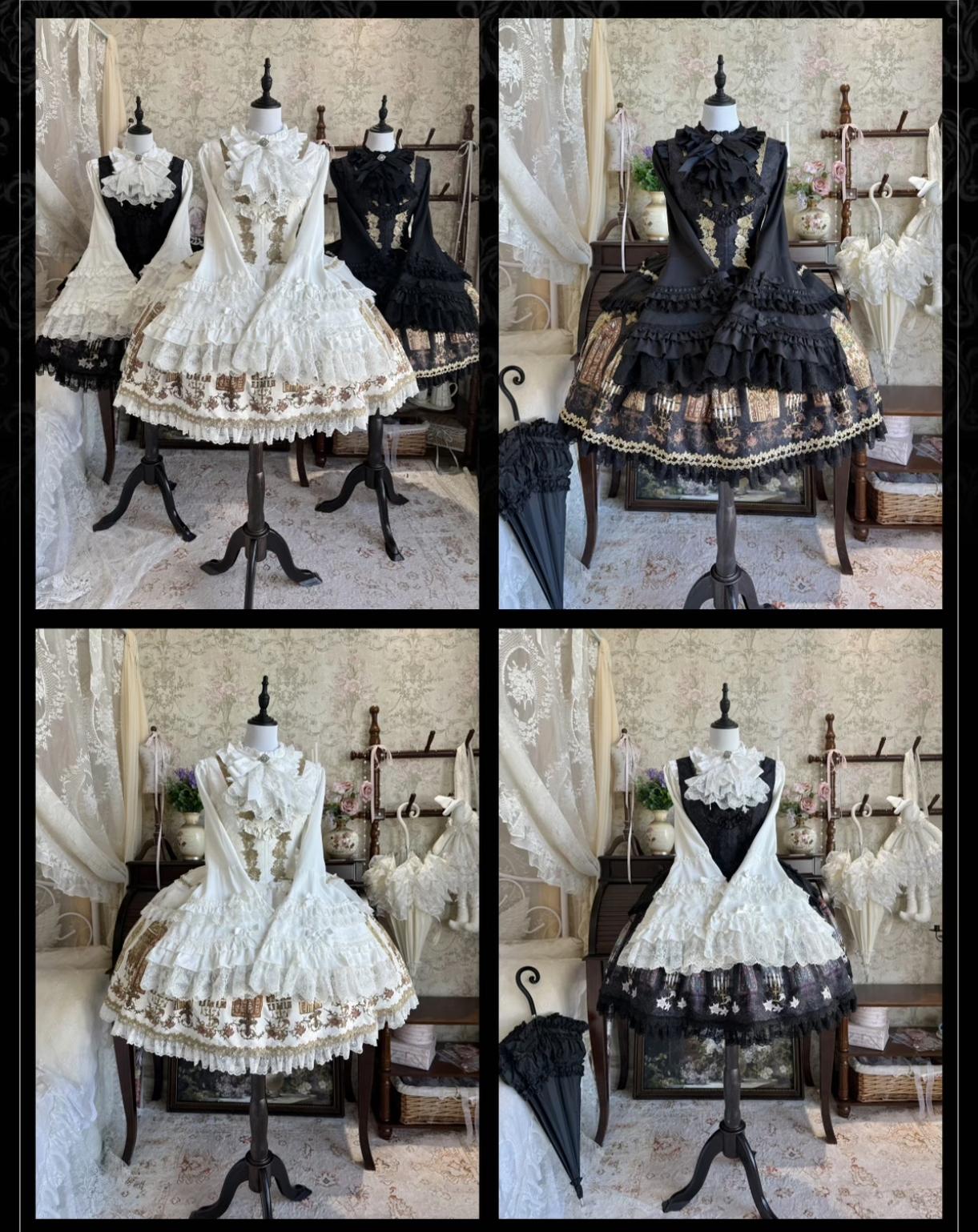 Gothic Lolita JSK Dress & Blouse Set, Stained Glass Print 45793:862637