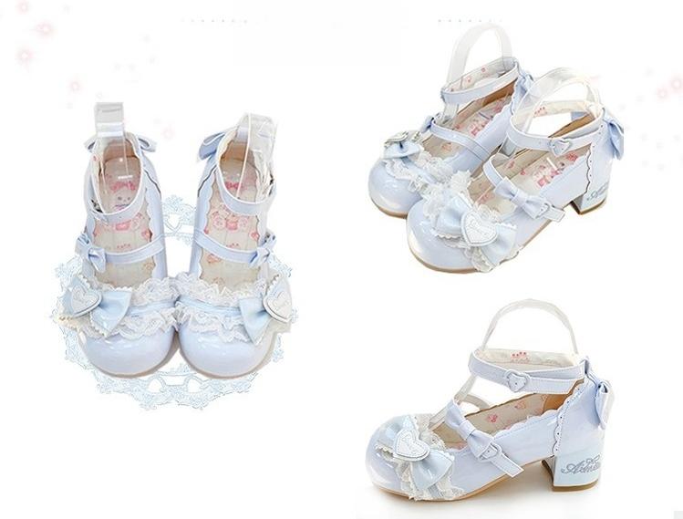 Aimee~Sakura~Sweet Lolita Heels Cute Mid-heel Mary Jane Shoes (Blue / 34 35 36 37 38 39 40 41) 40368:657648