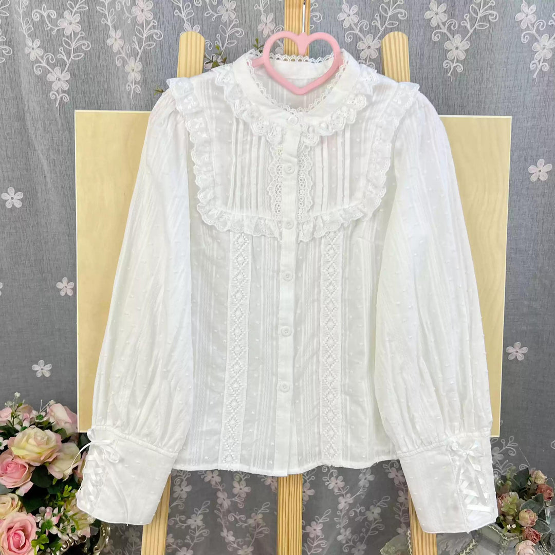 DMFS Lolita~Sweet Lolita Blouse Cotton Summer Short Sleeve Shirt   