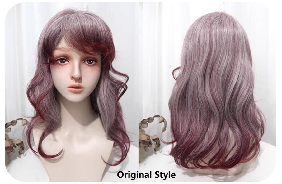 CastleToo~Moonlit Blooms~Gothic Lolita Wig Gradient Wine Red Texturizing Lolita Wig Wig(be sent in original style without trim) + Free Hairnet  