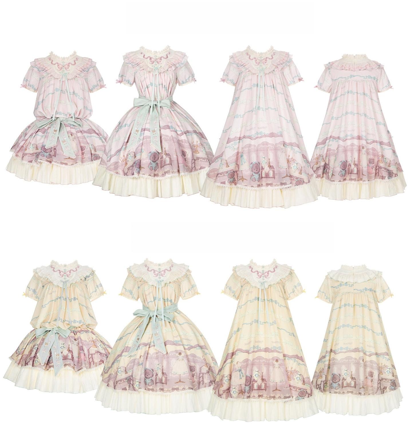 Brown Dollhouse SP - Kawaii Lolita Dollhouse Printed OP Dress with Embroidery 45551:855830