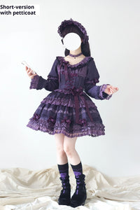 Uncle Wall Original~Stacked Black Currant~Gothic Lolita OP Dark Adjustable Lolita Dress