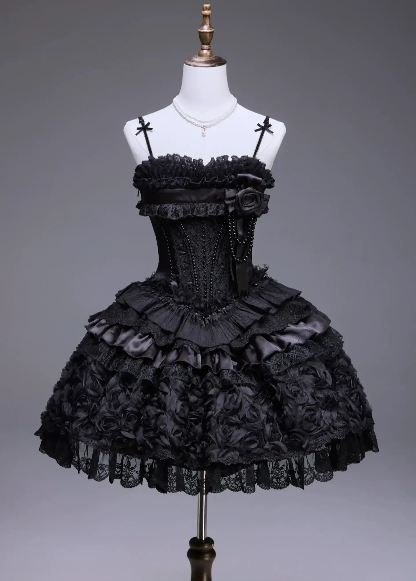 Nameless Snow - Classic Lolita Corset JSK Dress, Detachable Cape (L M S XL XS) 45683:859054