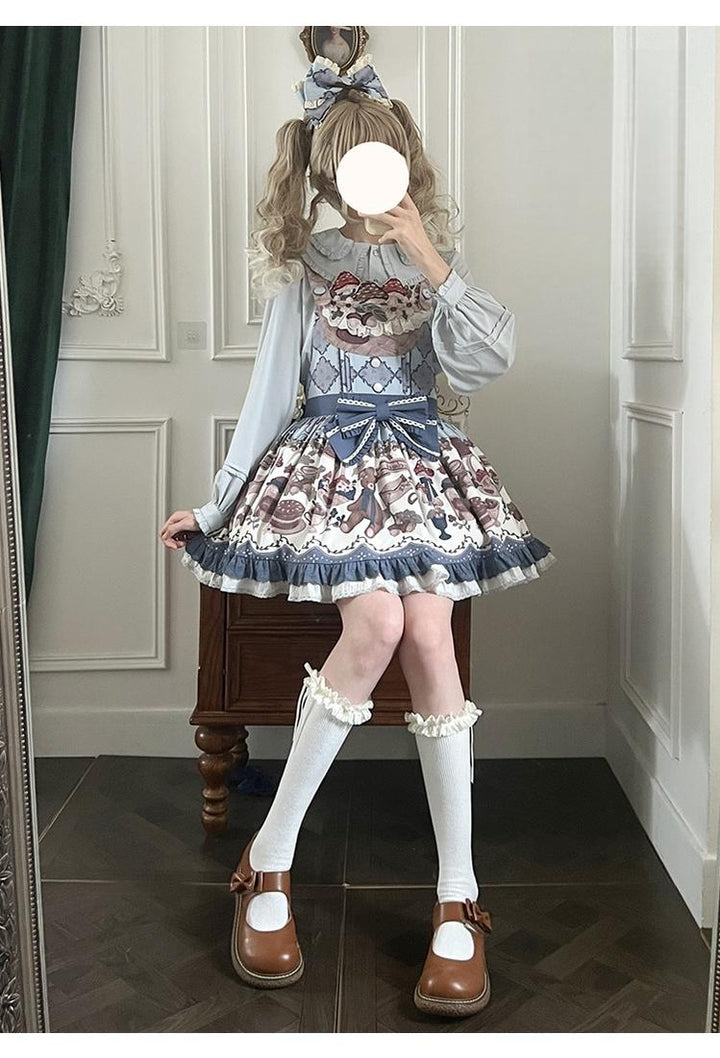 Spireme Cat - Hazelnut Bear - Kawaii Lolita Dress, Bear & Dessert Print
