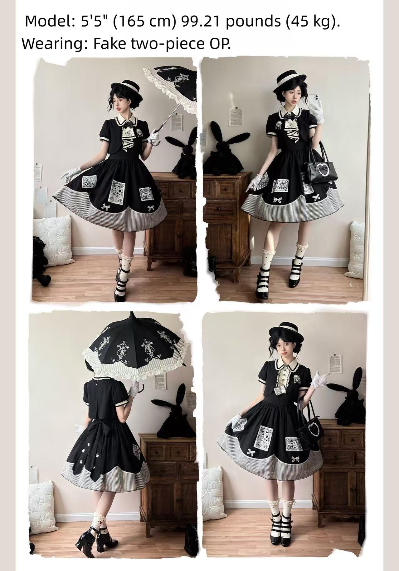 MEEKWIND - My Little Kitten - Doll-Like Lolita OP, Detachable Waist Ties 44223:799420