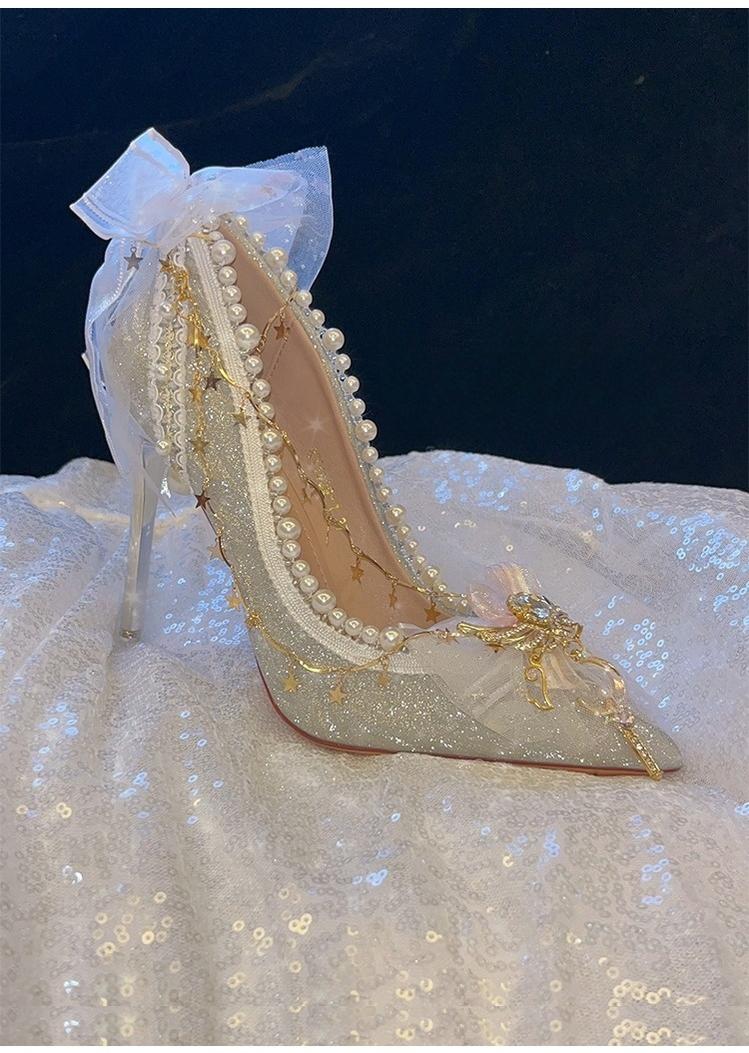 Hexagram~Sakura~Sparkling Elegant Lolita Heel Shoes With Custom Sizes