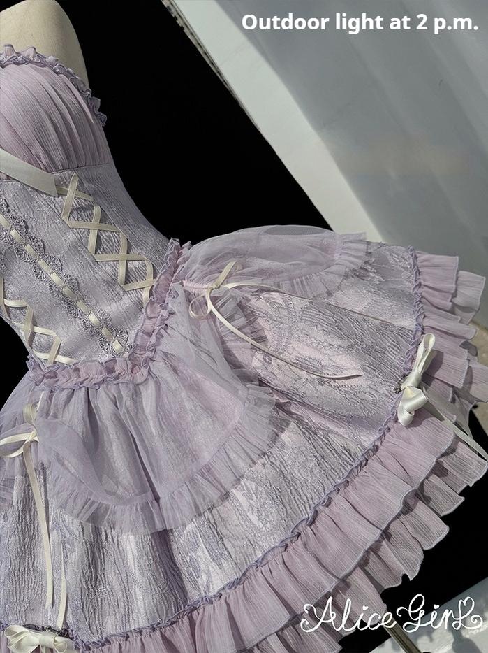 Alice Girl - Cross Maiden - Gothic Lolita Purple JSK Dress With Cross Halterneck & Voile Overlay